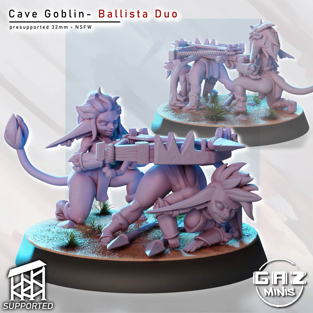Cave Goblin Ballista Duo | 32mm Unpainted Resin Kit Model