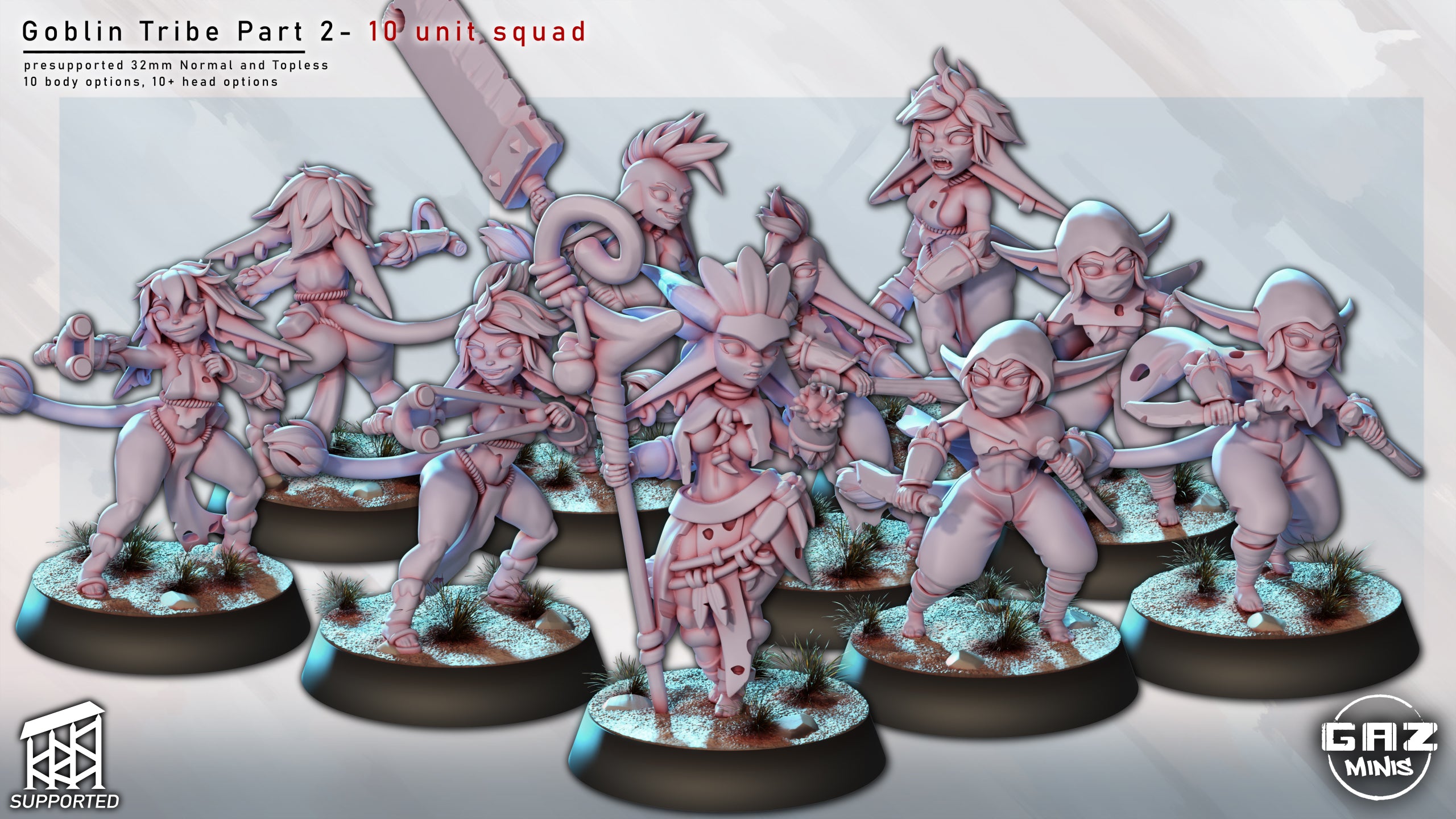 Feral Goblin Marauders | 32mm Unpainted Resin Kit Model