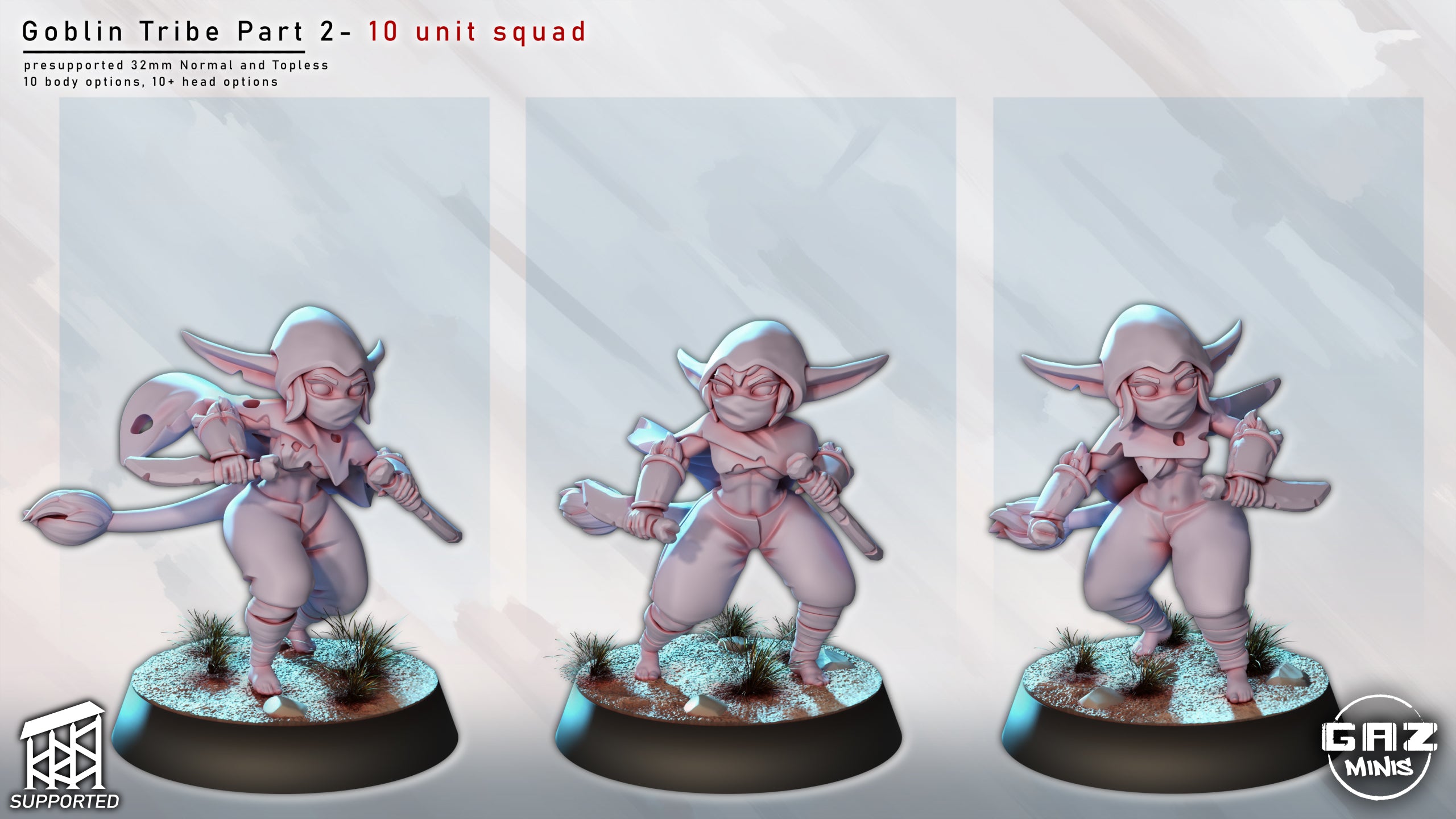 Feral Goblin Marauders | 32mm Unpainted Resin Kit Model