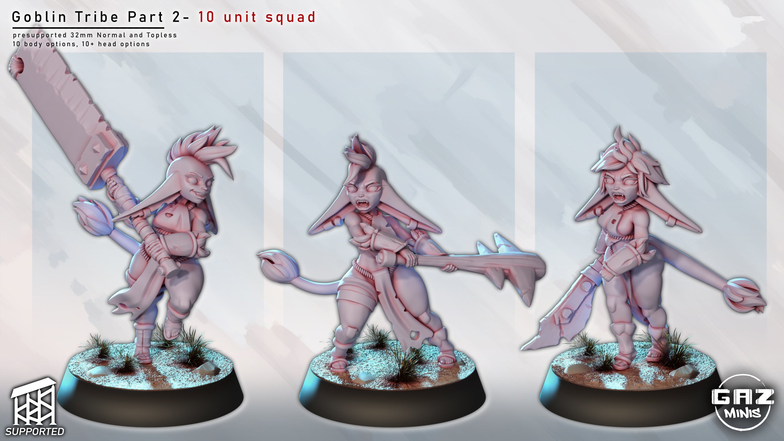 Feral Goblin Marauders | 32mm Unpainted Resin Kit Model