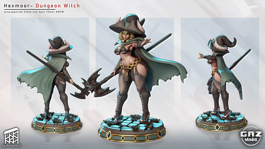 Dungeon Witch Pinup | 32mm and 75mm Unpainted Resin Kit Model