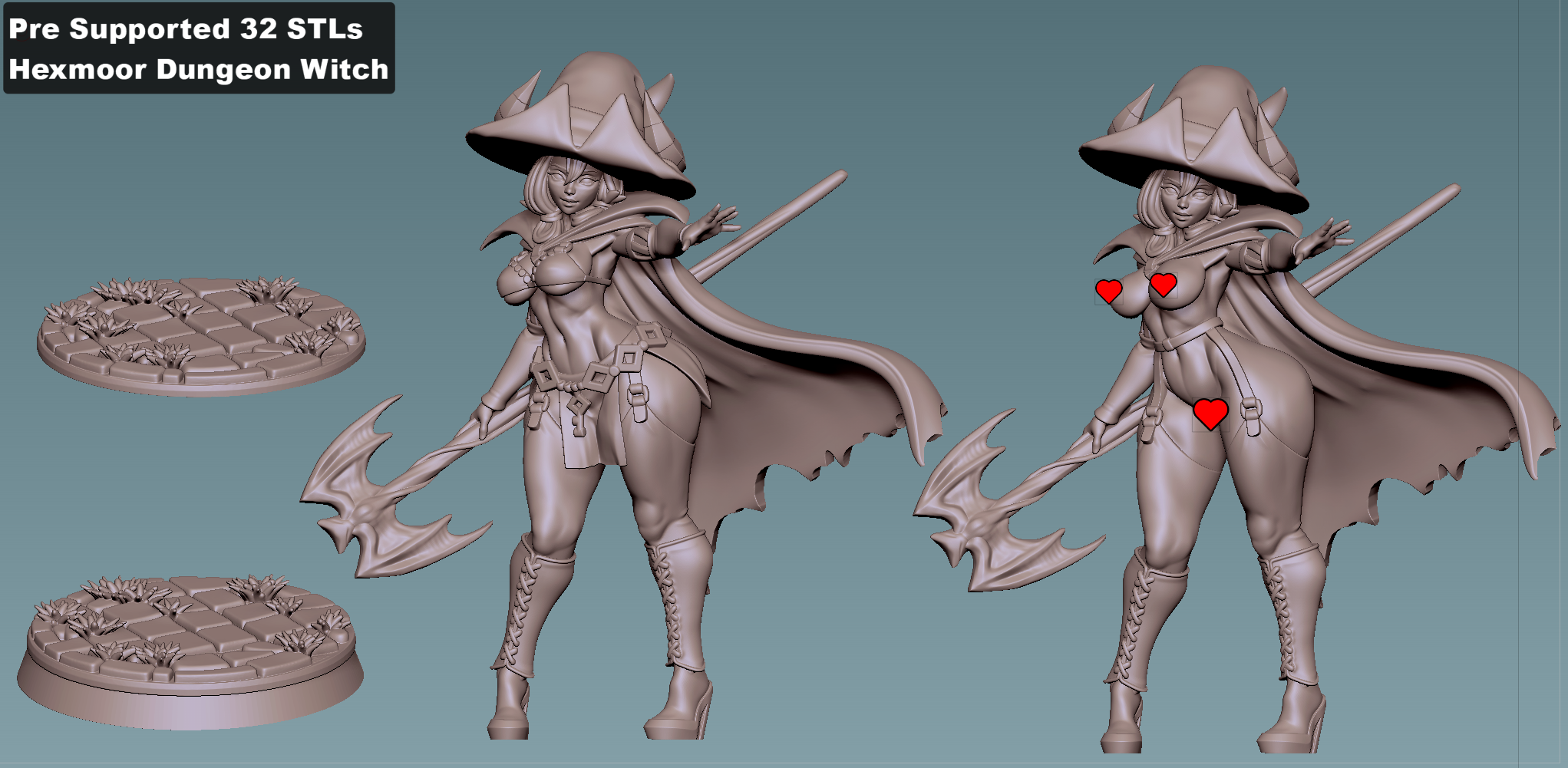 Dungeon Witch Pinup | 32mm and 75mm Unpainted Resin Kit Model