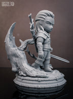 Silvermane Wolfslayer | Chibi Unpainted Resin Kit Model