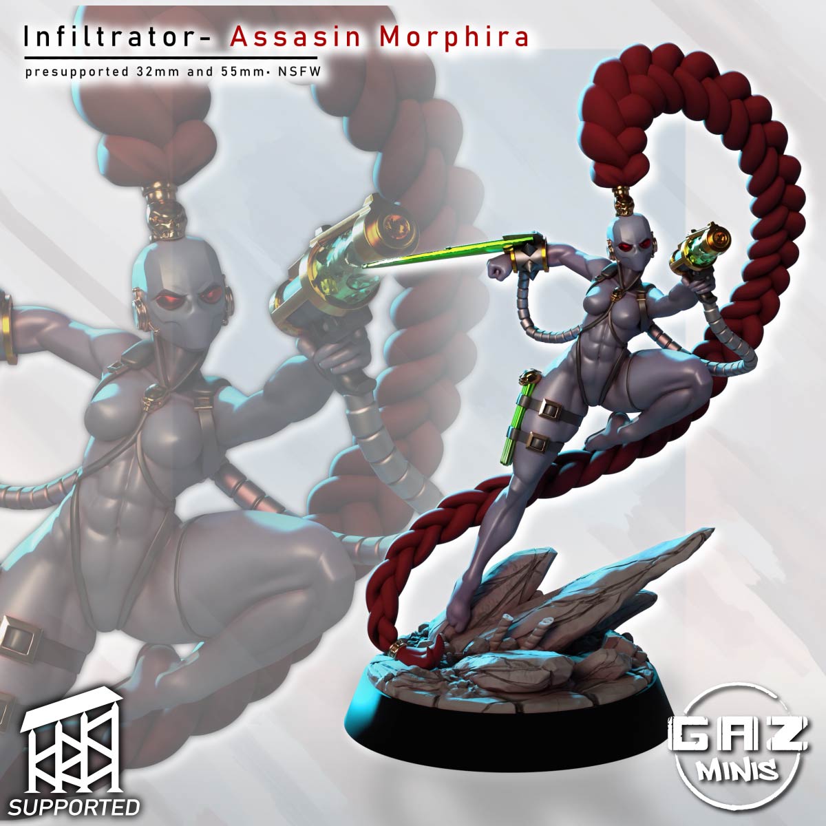 Crimson Braid Shadowstalker | 32mm & 55mm Unpainted Resin Kit Model