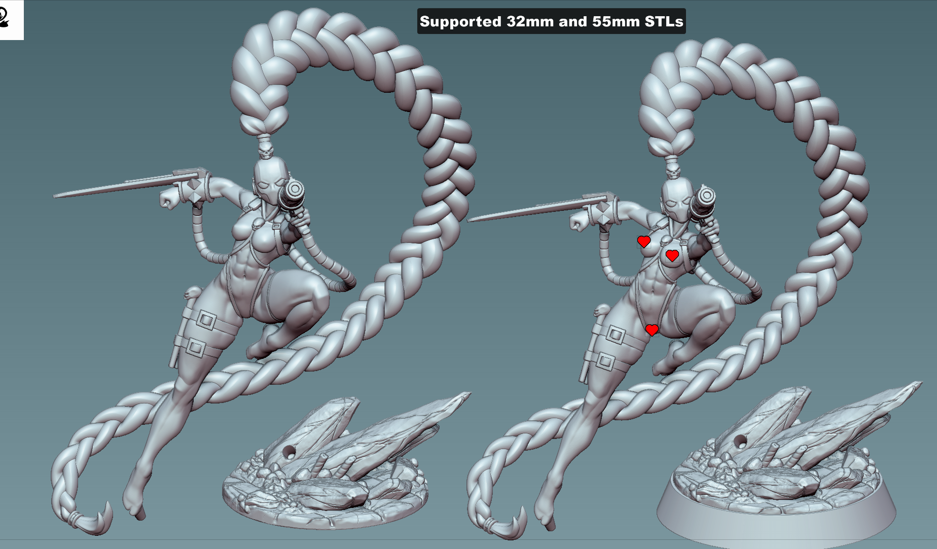 Crimson Braid Shadowstalker | 32mm & 55mm Unpainted Resin Kit Model