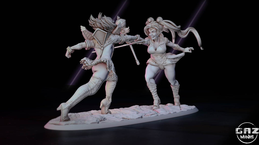 Frostblade Sisters | 32mm & 75mm Unpainted Resin Kit Model