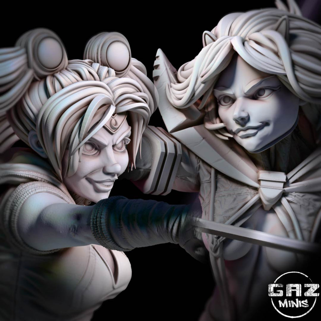 Frostblade Sisters | 32mm & 75mm Unpainted Resin Kit Model