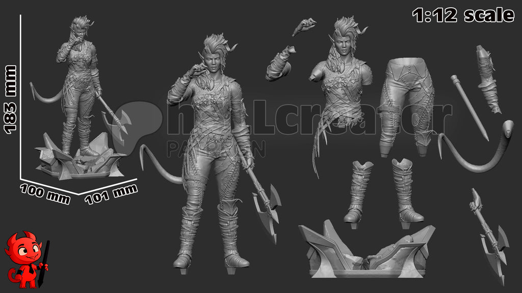 Crimson Horned Axe Warden | 1/12 Unpainted Resin Kit Model