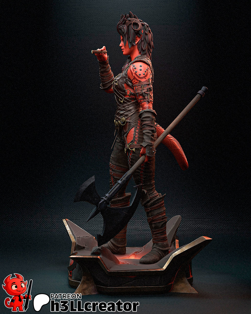 Crimson Horned Axe Warden | 1/12 Unpainted Resin Kit Model