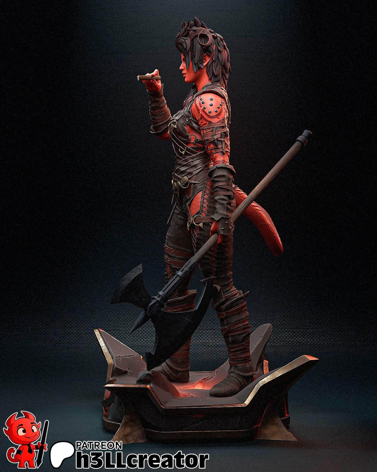 Crimson Horned Axe Warden | 1/12 Unpainted Resin Kit Model