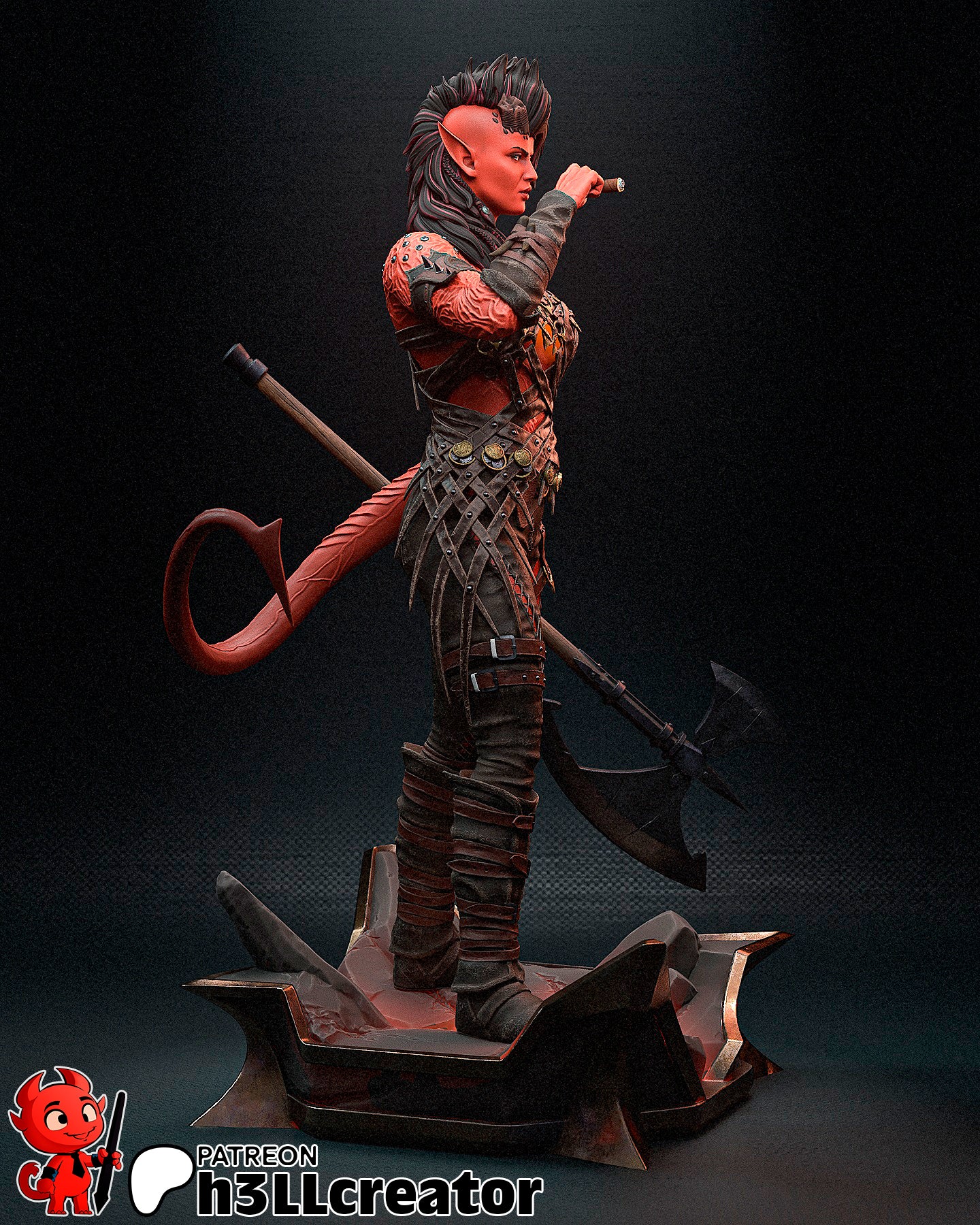 Crimson Horned Axe Warden | 1/12 Unpainted Resin Kit Model