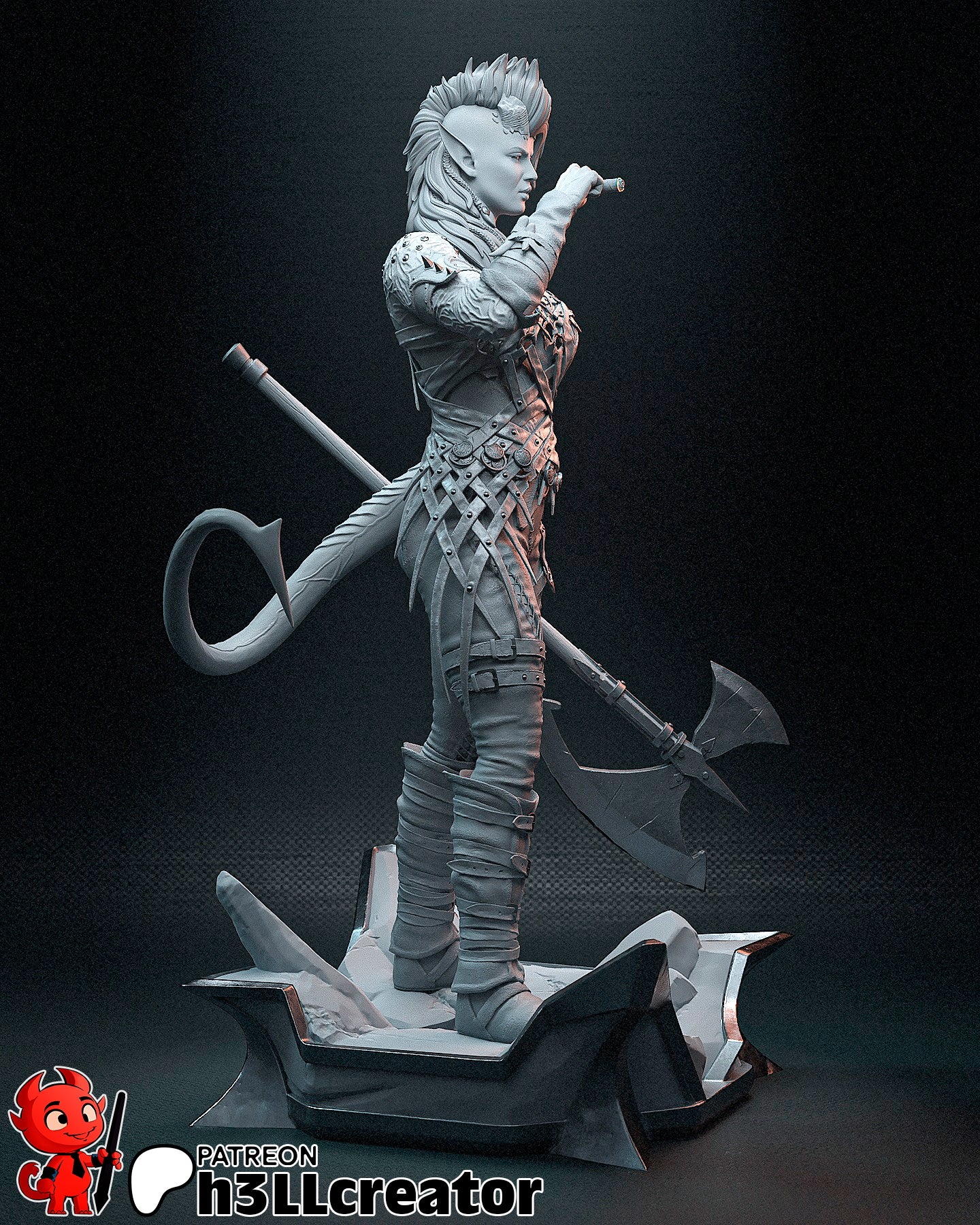 Crimson Horned Axe Warden | 1/12 Unpainted Resin Kit Model