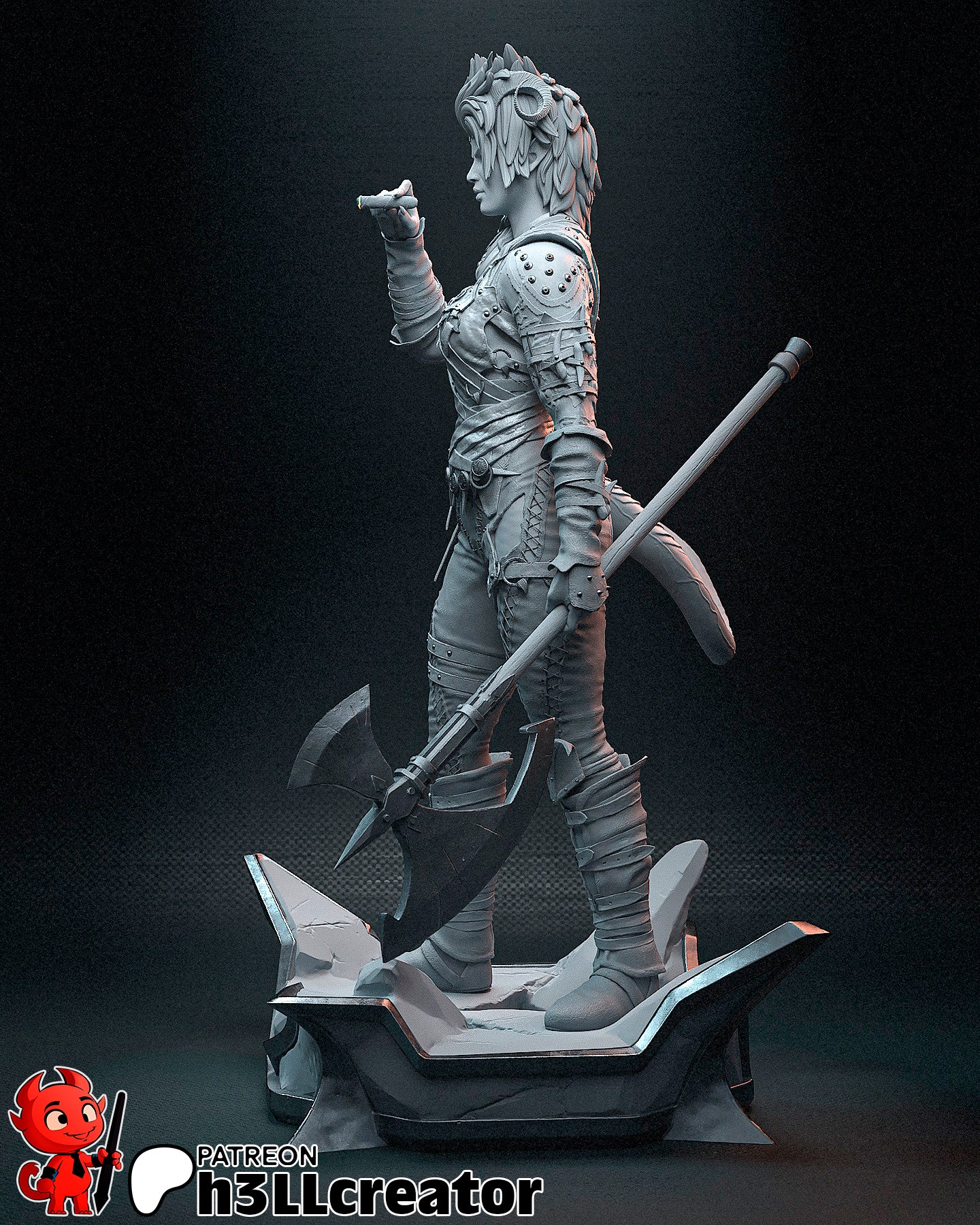 Crimson Horned Axe Warden | 1/12 Unpainted Resin Kit Model