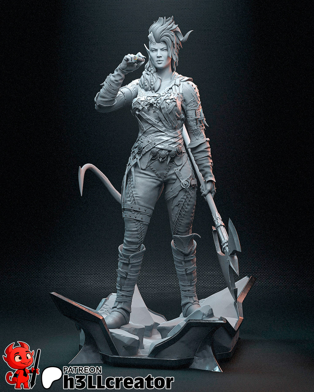 Crimson Horned Axe Warden | 1/12 Unpainted Resin Kit Model