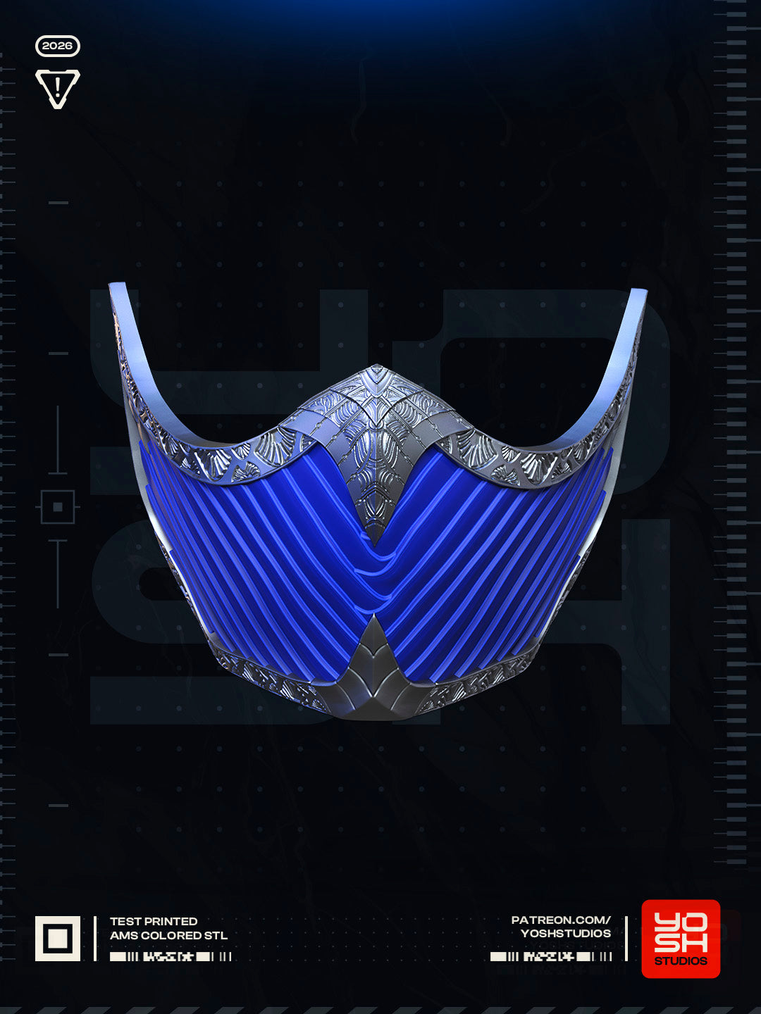 Azure Fan Veil Mask | Made To Fit Full Color FDM Model