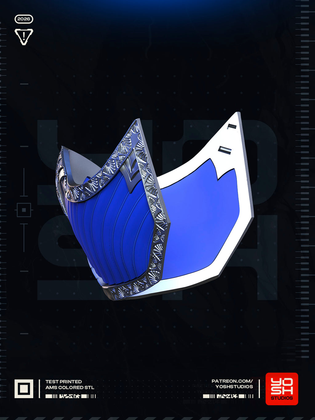 Azure Fan Veil Mask | Made To Fit Full Color FDM Model