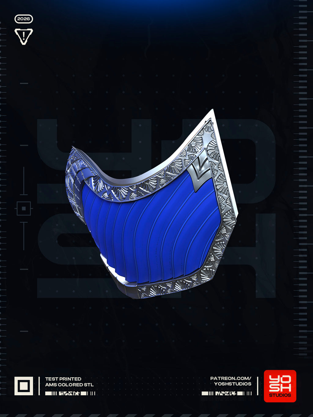 Azure Fan Veil Mask | Made To Fit Full Color FDM Model