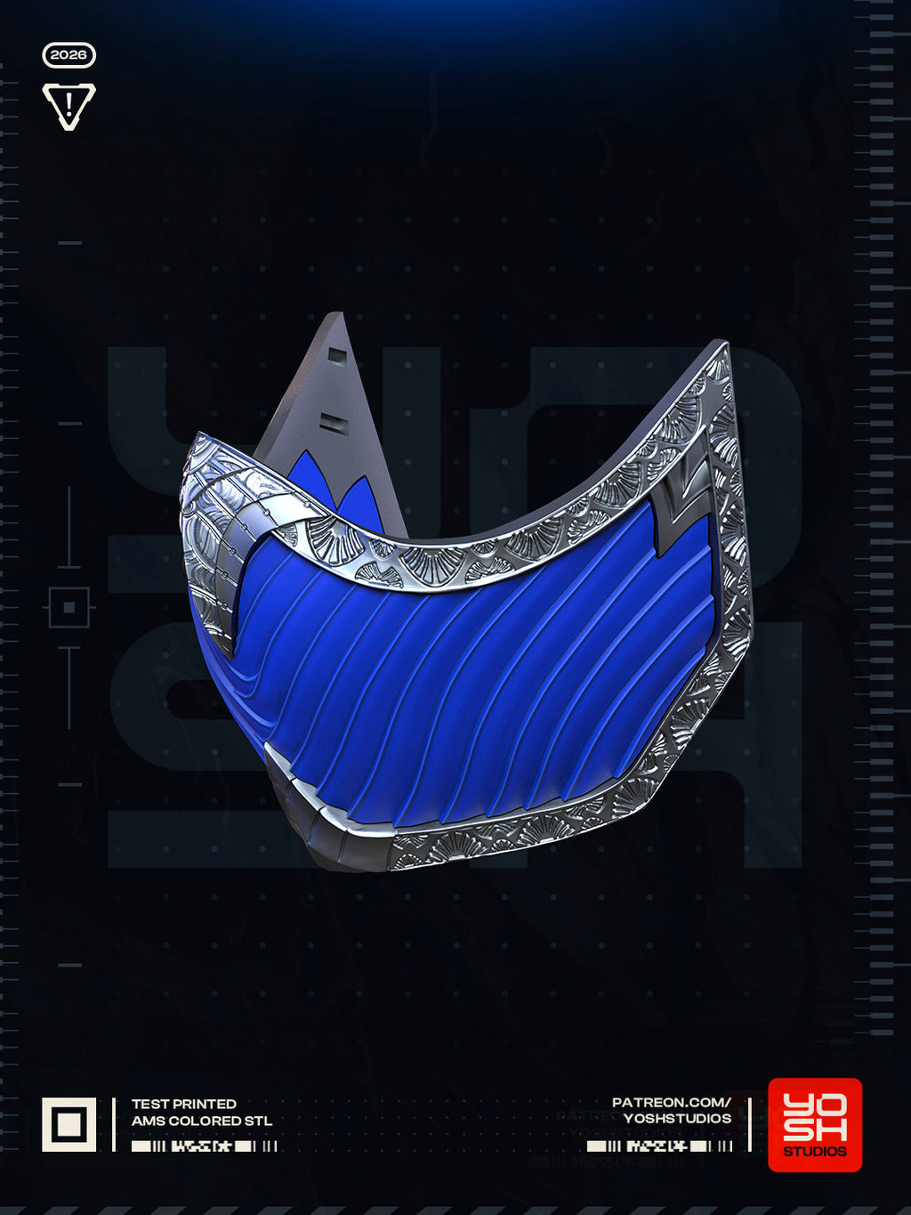 Azure Fan Veil Mask | Made To Fit Full Color FDM Model