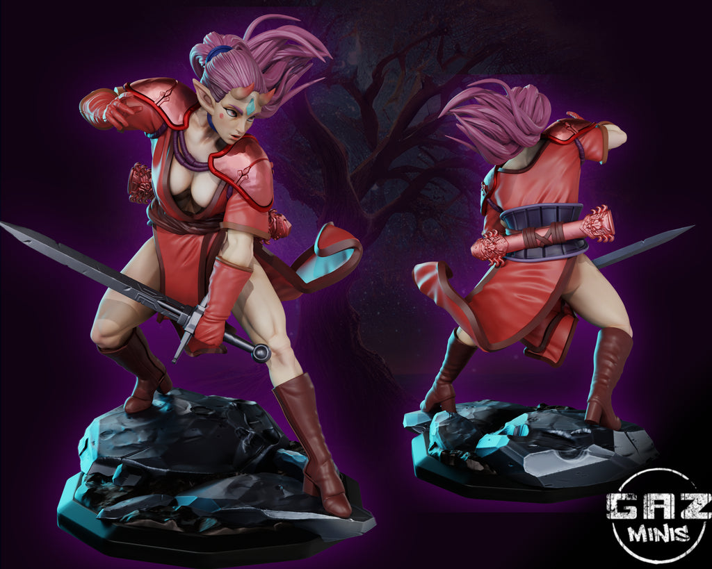 Crimson Horned Blade Fury | 32mm & 75mm Unpainted Resin Kit Model