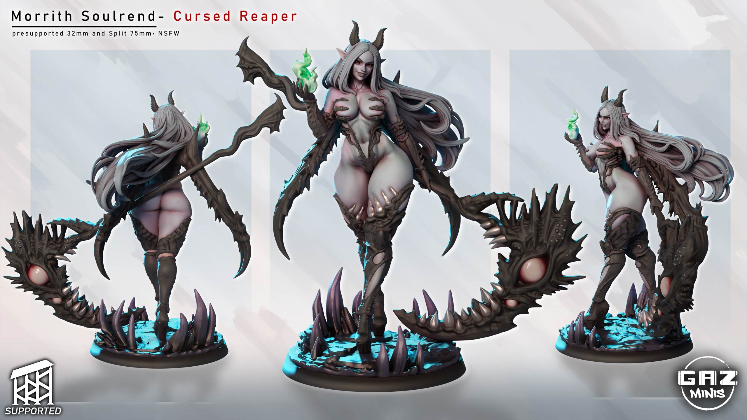 Abyssal Horned Harvester | 32mm & 75mm Unpainted Resin Kit Model