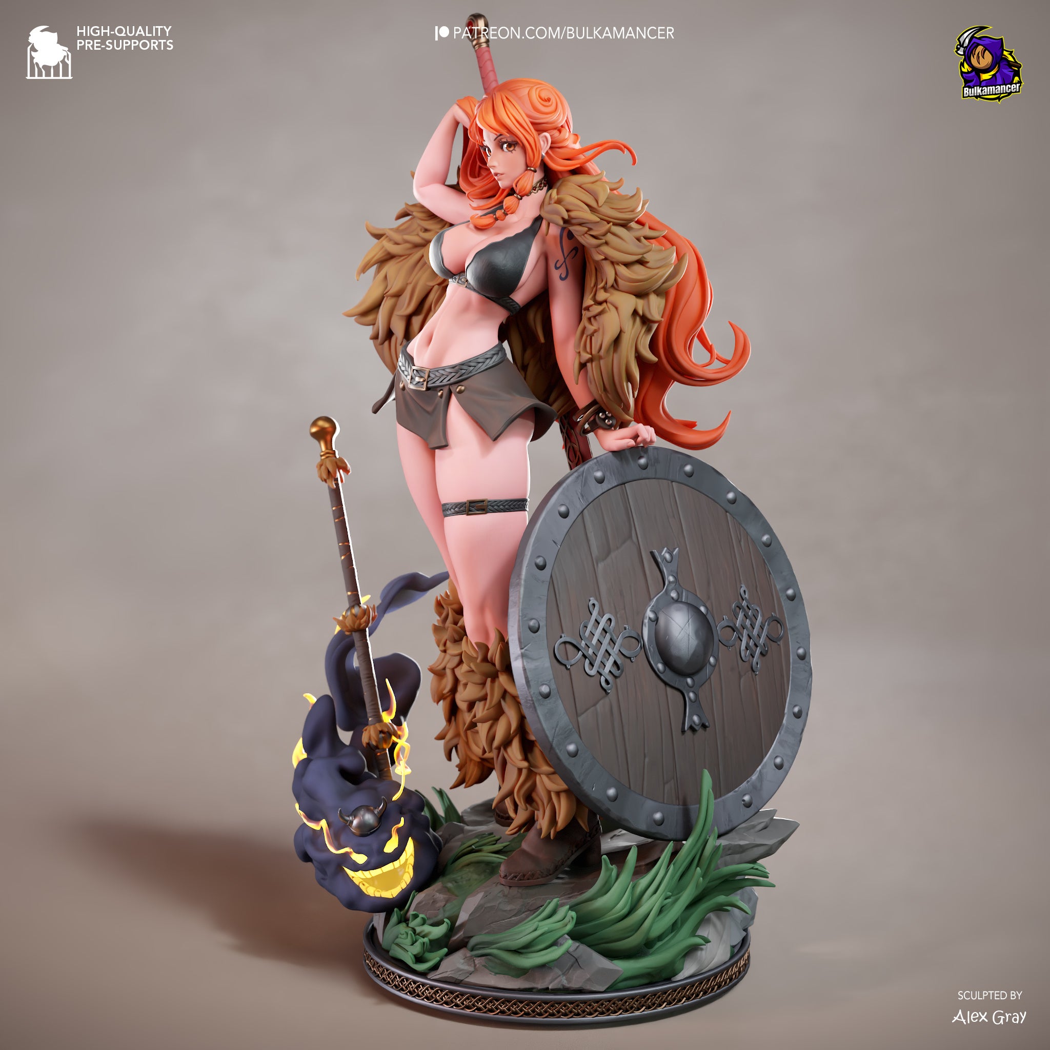 Flameheart Shieldmaiden | 1/8 Unpainted Resin Kit Model