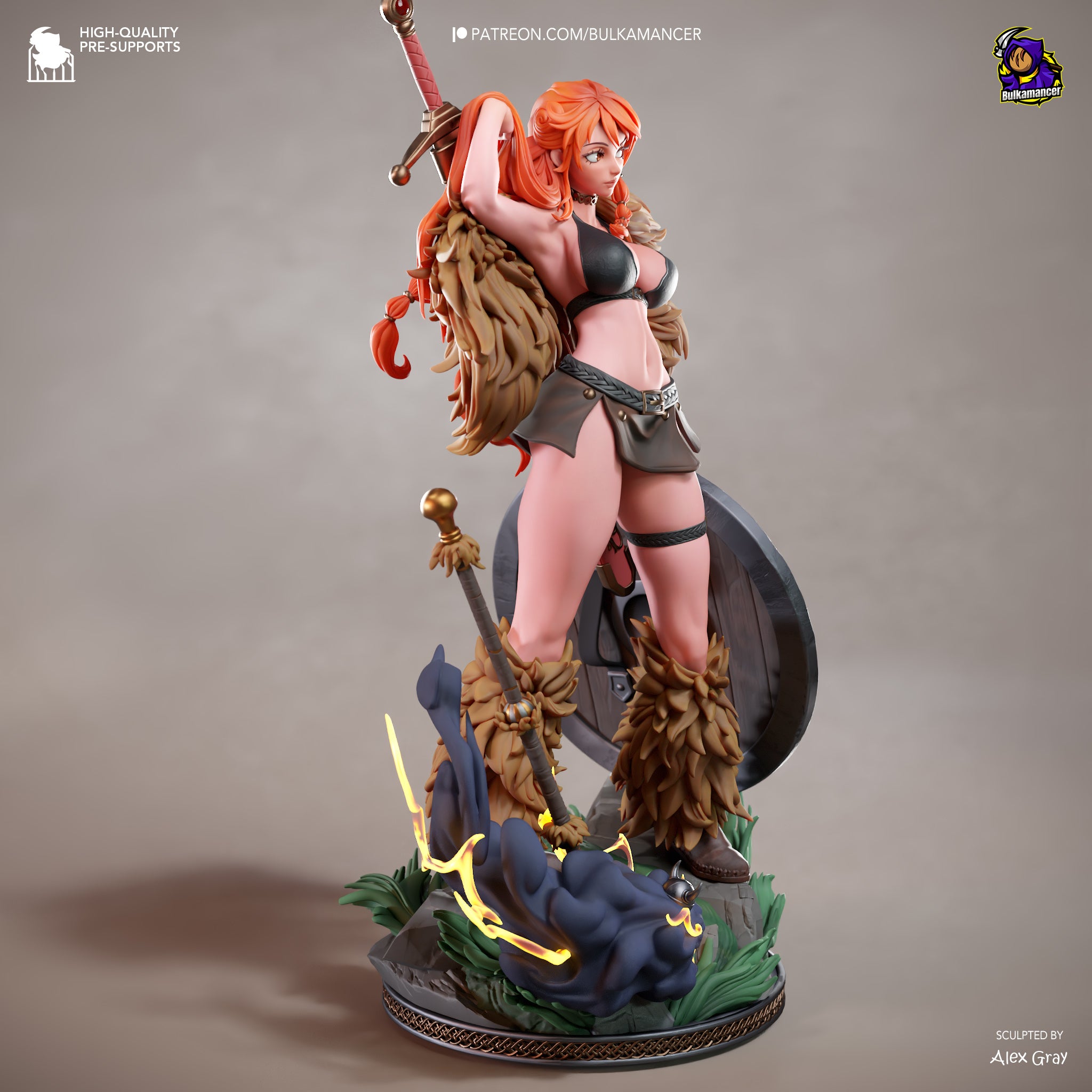 Flameheart Shieldmaiden | 1/8 Unpainted Resin Kit Model