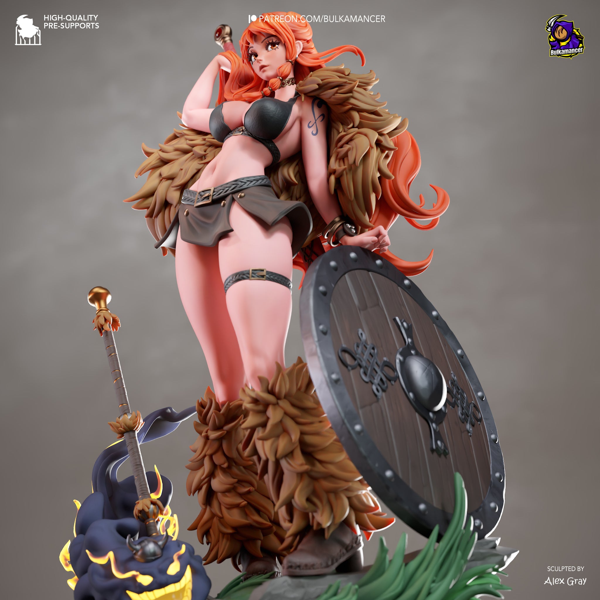Flameheart Shieldmaiden | 1/8 Unpainted Resin Kit Model