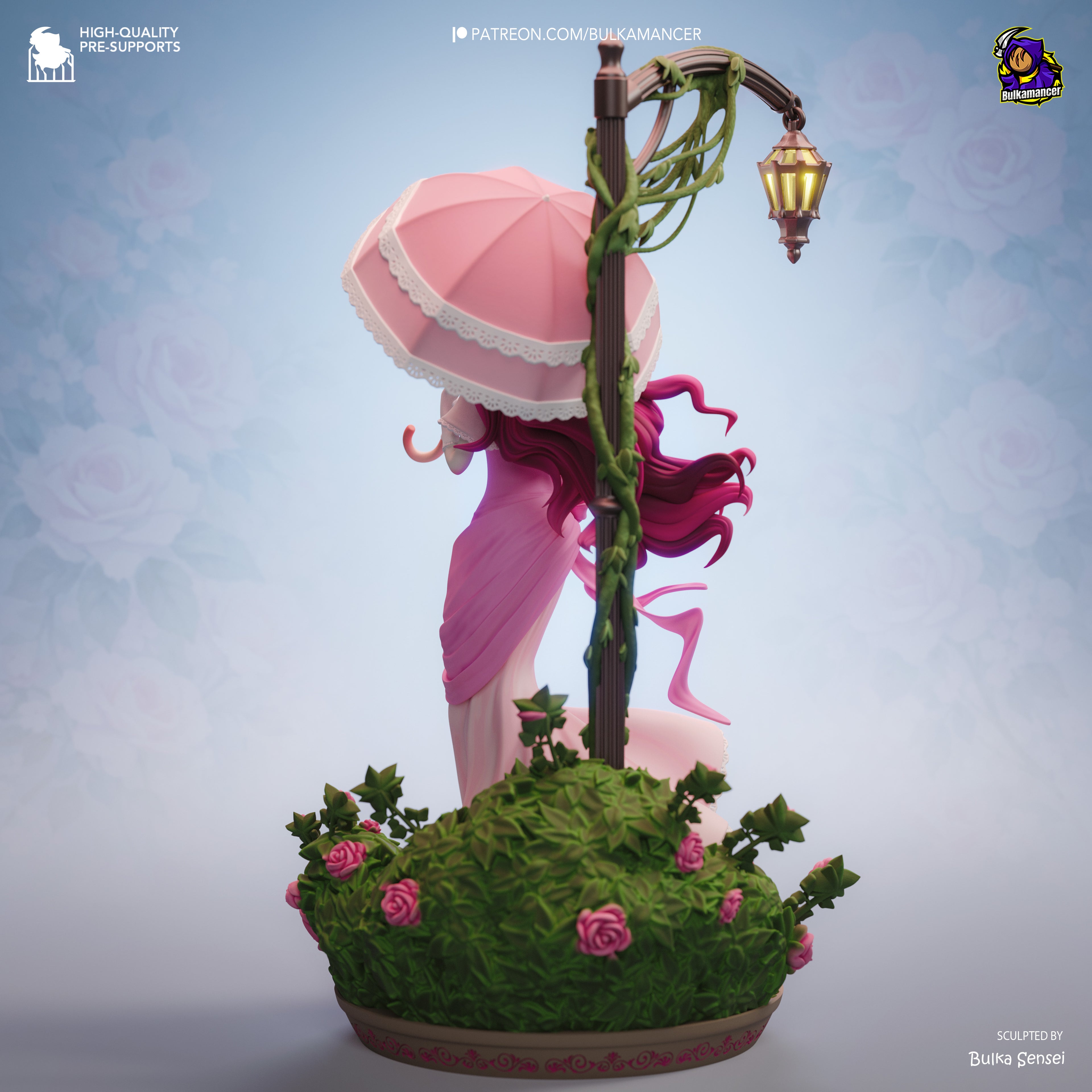 Rosebloom Parasol Maiden | 1/8 Unpainted Resin Kit Model