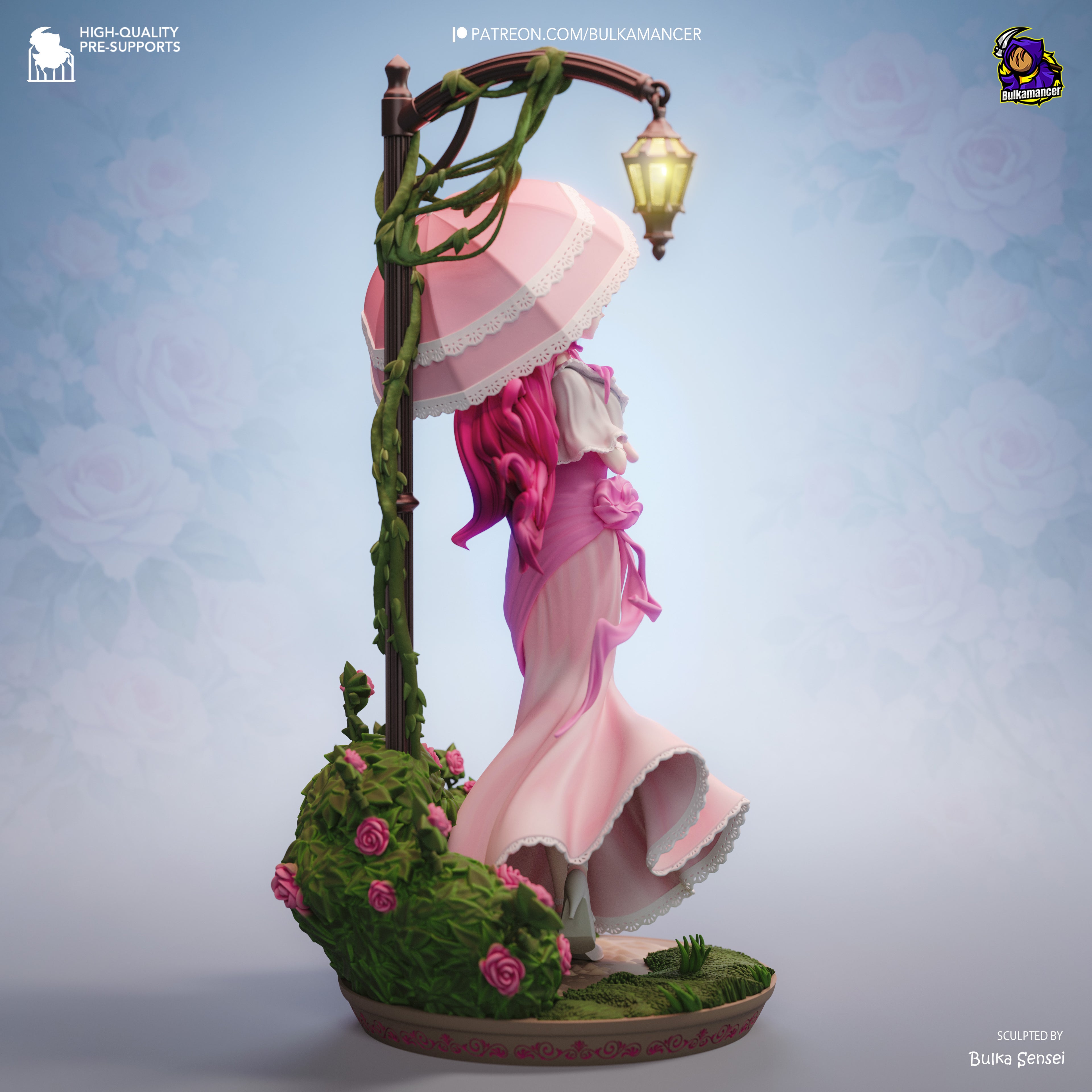 Rosebloom Parasol Maiden | 1/8 Unpainted Resin Kit Model