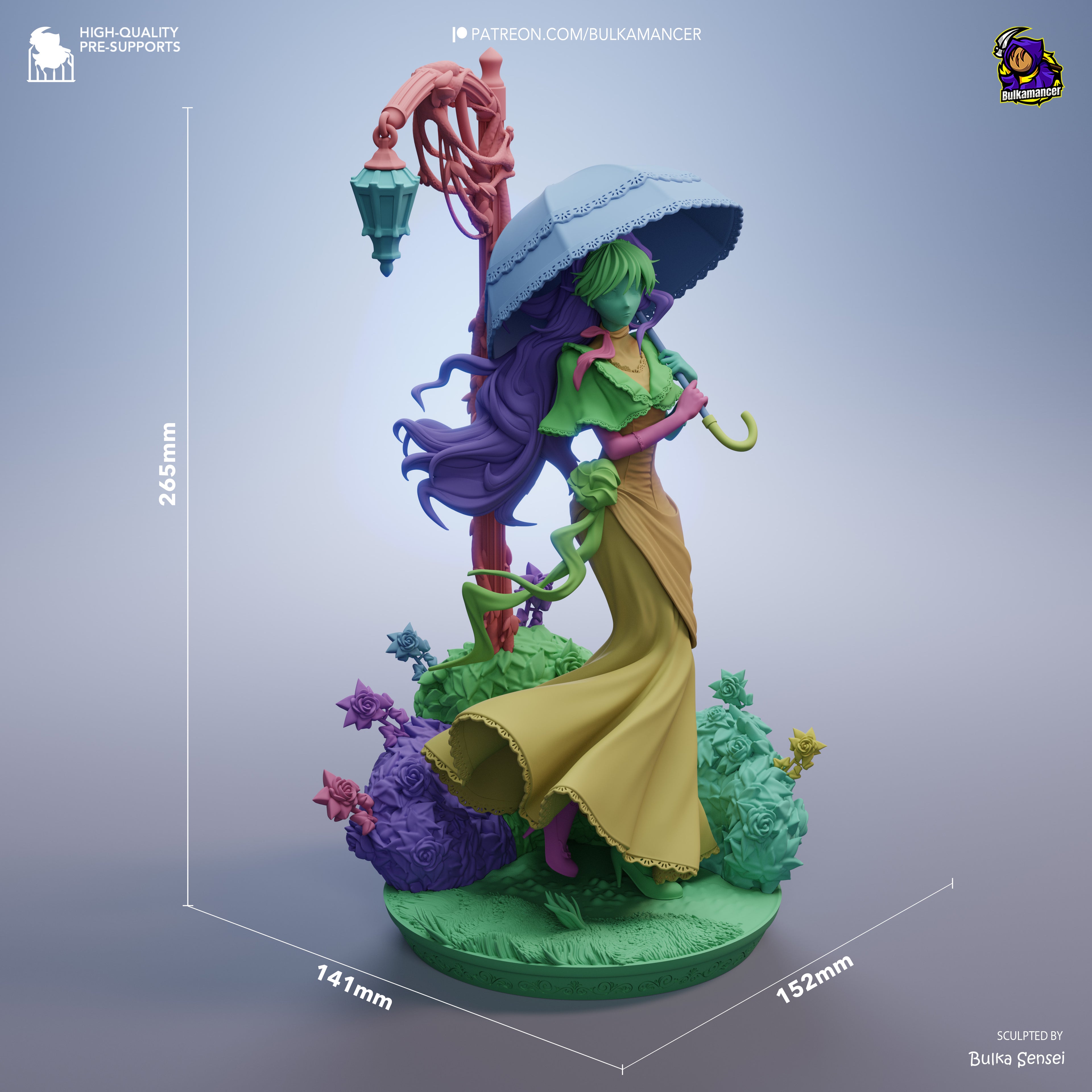 Rosebloom Parasol Maiden | 1/8 Unpainted Resin Kit Model