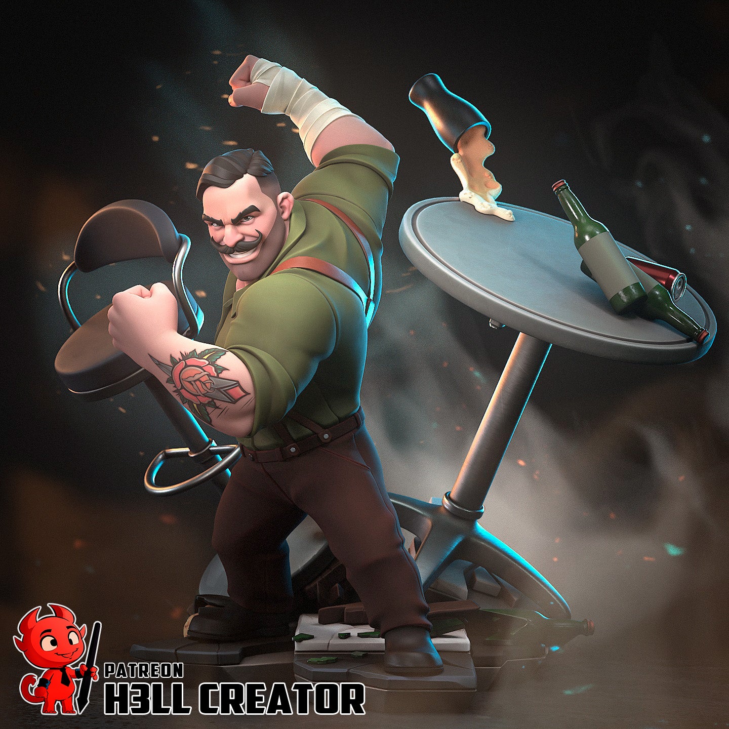 Brawling Ironfist Bruiser | 1/10 Unpainted Resin Kit Model
