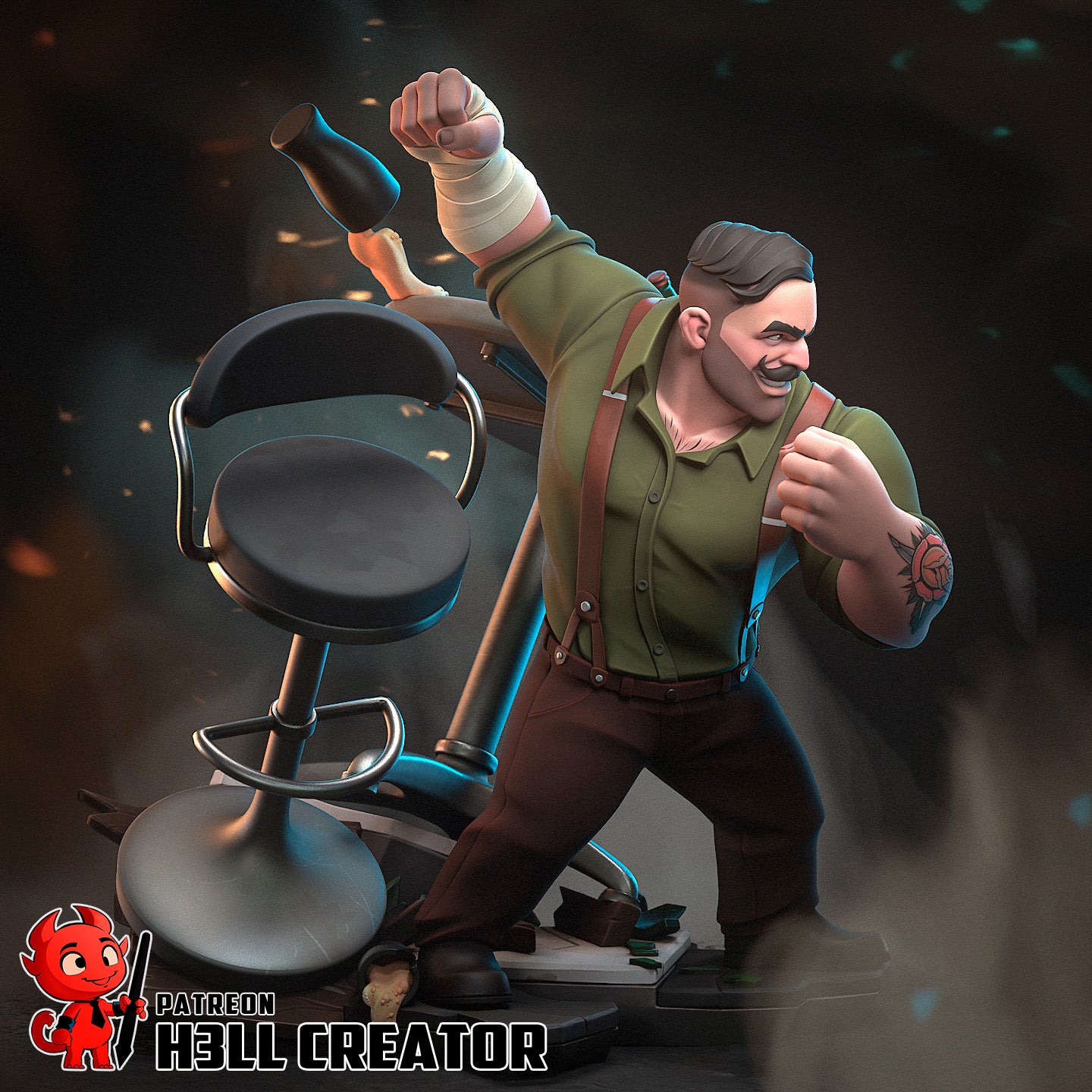 Brawling Ironfist Bruiser | 1/10 Unpainted Resin Kit Model