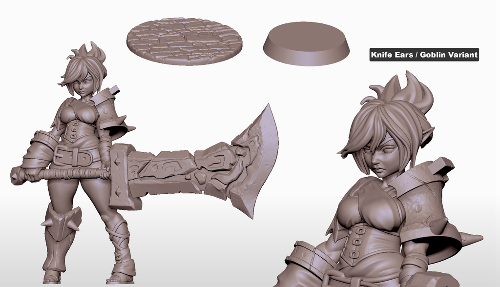 Exiled Battle Maiden | 32mm and 55mm Unpainted Kit Model