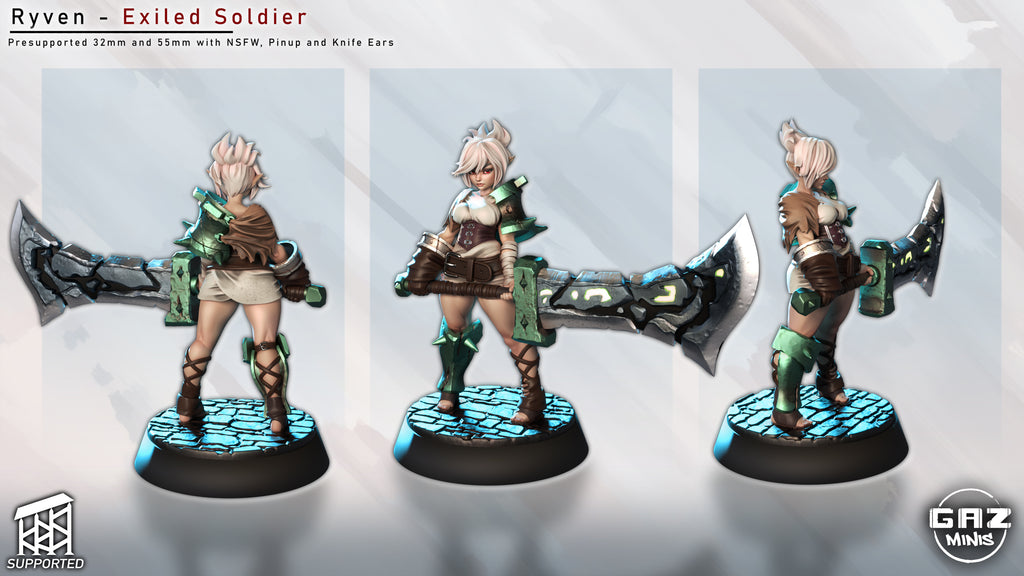 Exiled Battle Maiden | 32mm and 55mm Unpainted Kit Model
