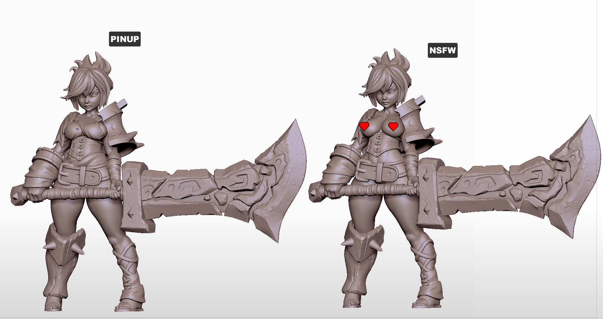 Exiled Battle Maiden | 32mm and 55mm Unpainted Kit Model