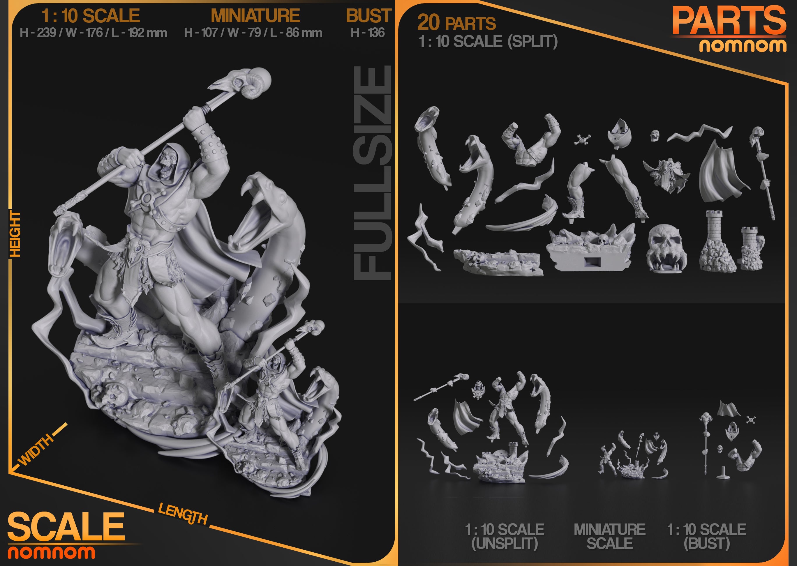 Skull-faced Sorcerer Warlord | 1/10 and 75mm Unpainted Resin Kit Model