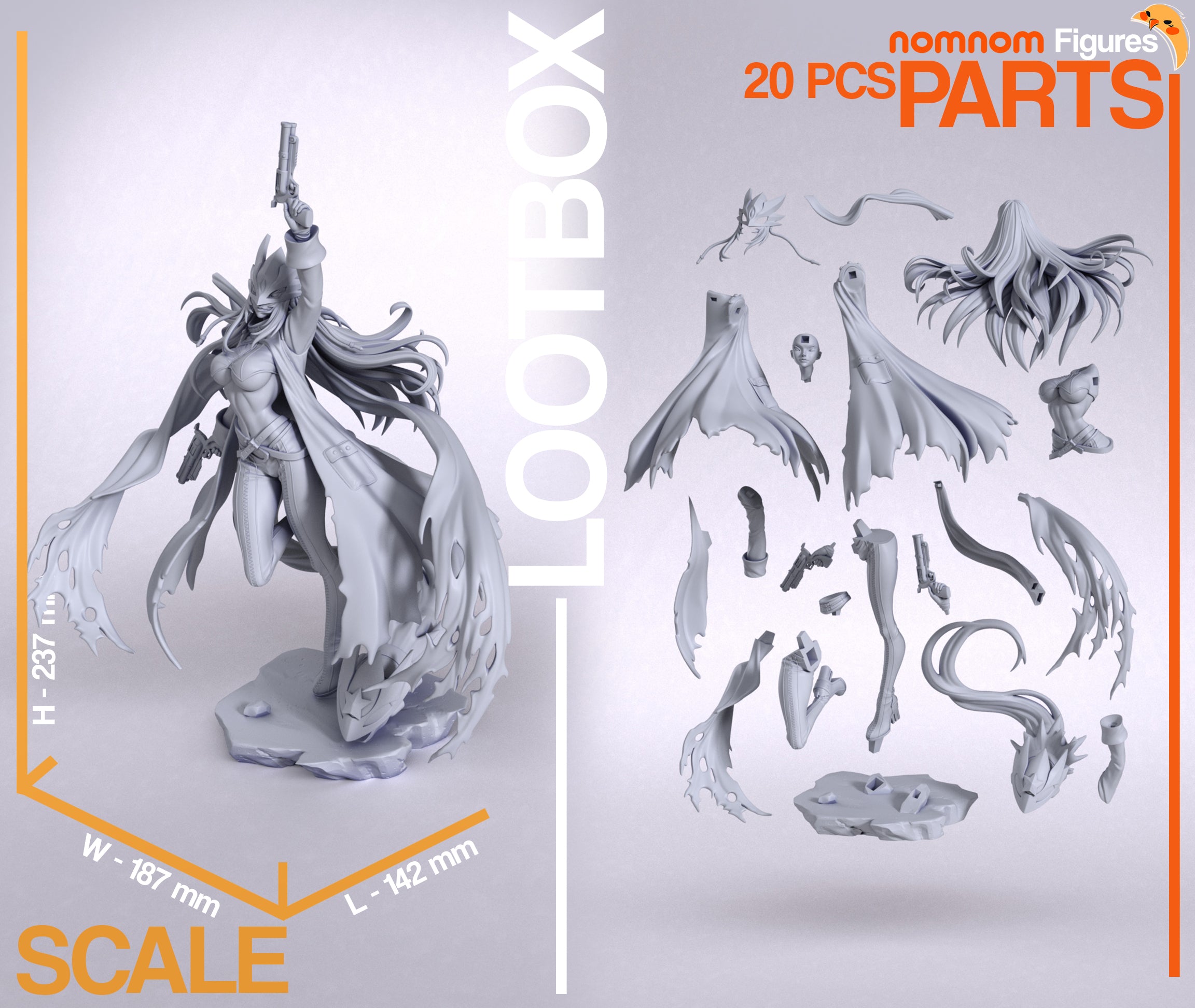 Shadowflame Gunslayer | Chibi Unpainted Resin Kit Model