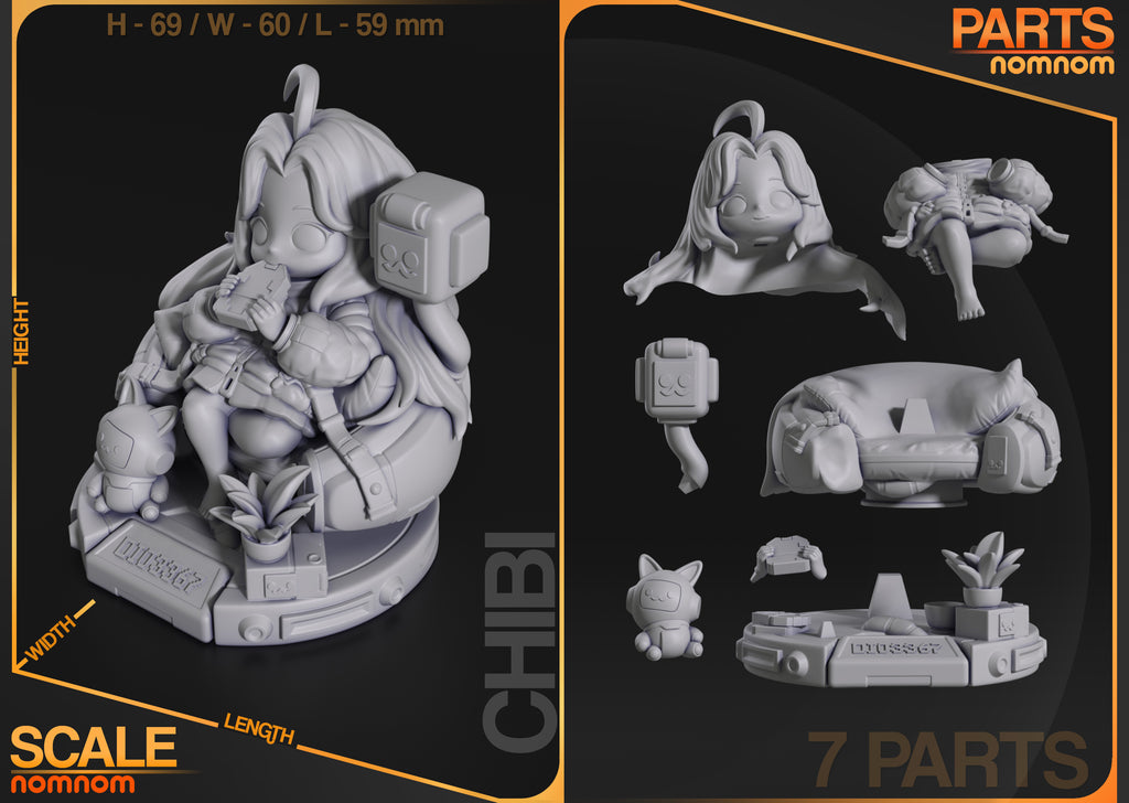 Starlit Console Maiden | Chibi Unpainted Resin Kit Model