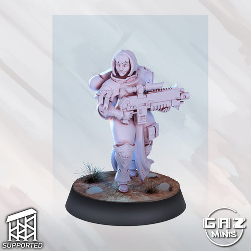Armored Battle Sister Pinup | 32mm Unpainted Resin Kit Model