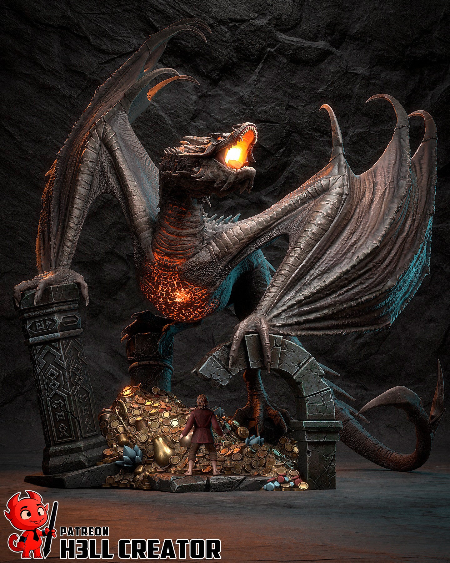 Crimson Wyrm Tyrant | 1/32 Unpainted Resin Kit Model