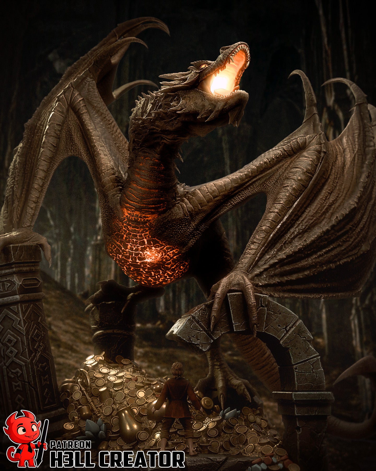 Crimson Wyrm Tyrant | 1/32 Unpainted Resin Kit Model