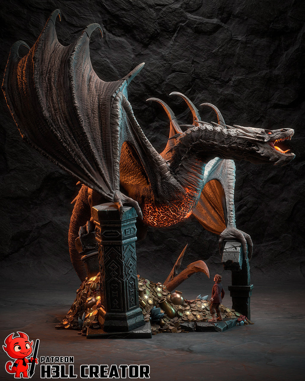 Crimson Wyrm Tyrant | 1/32 Unpainted Resin Kit Model