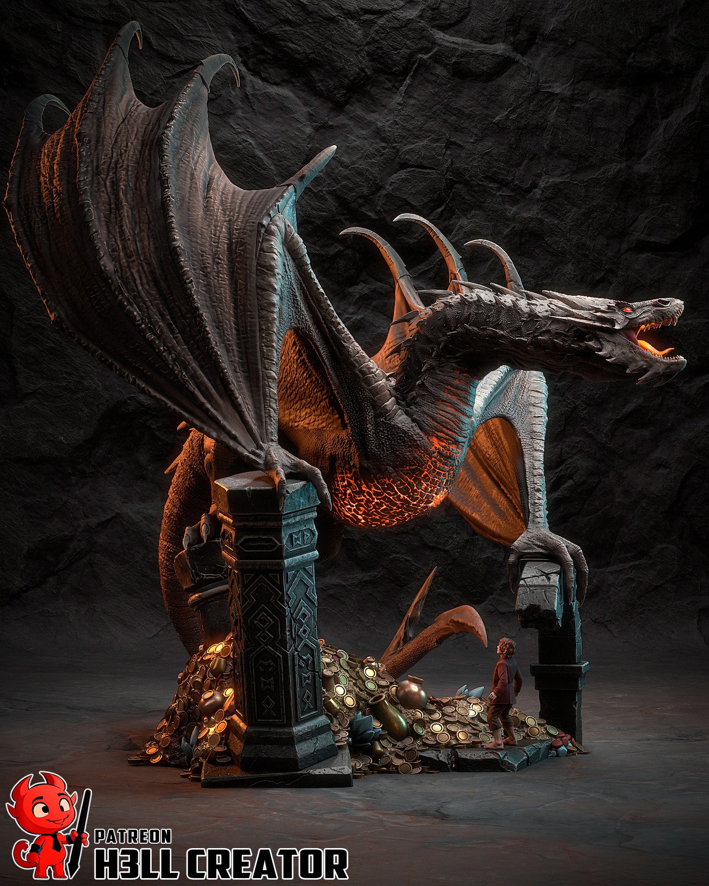 Crimson Wyrm Tyrant | 1/32 Unpainted Resin Kit Model