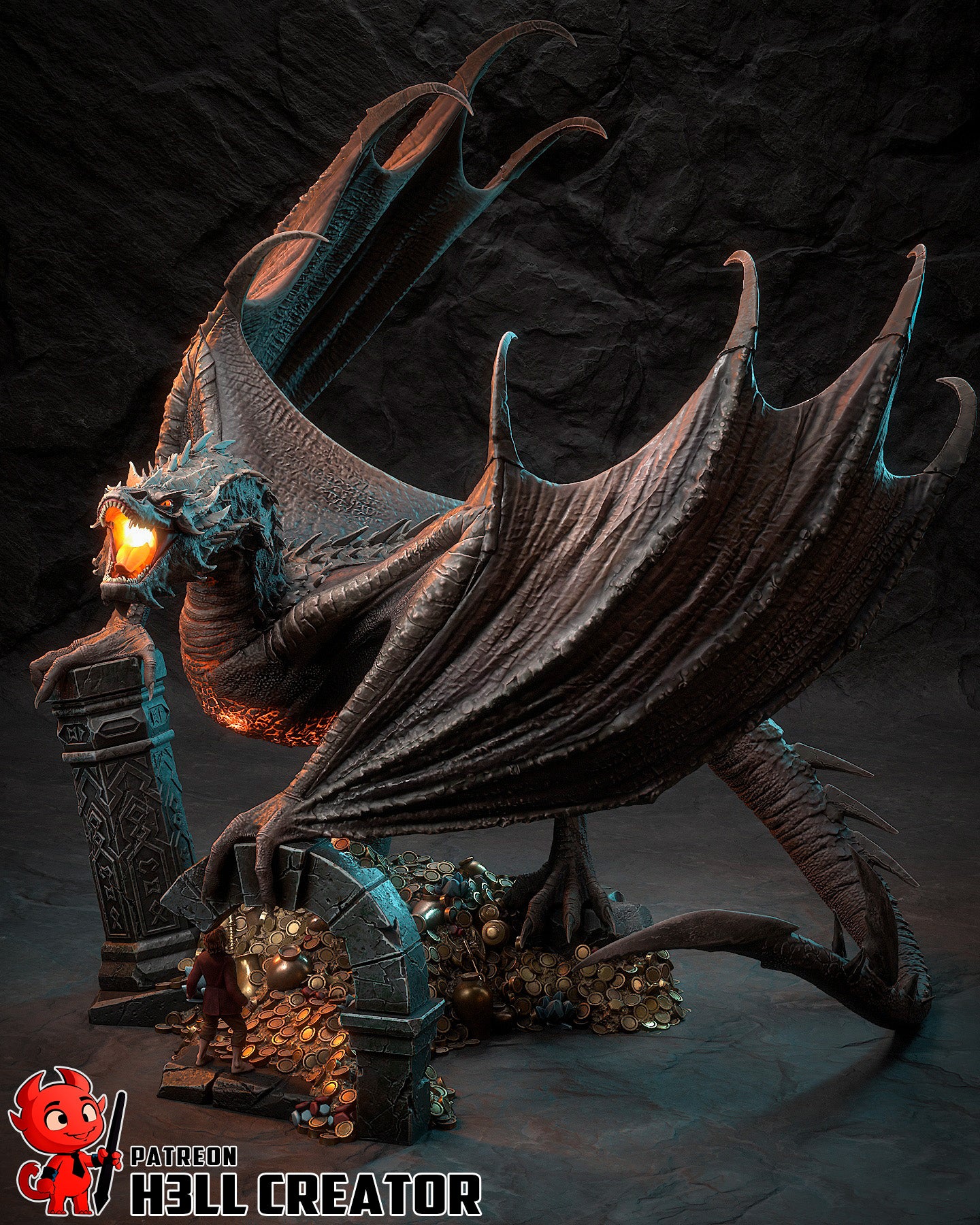 Crimson Wyrm Tyrant | 1/32 Unpainted Resin Kit Model