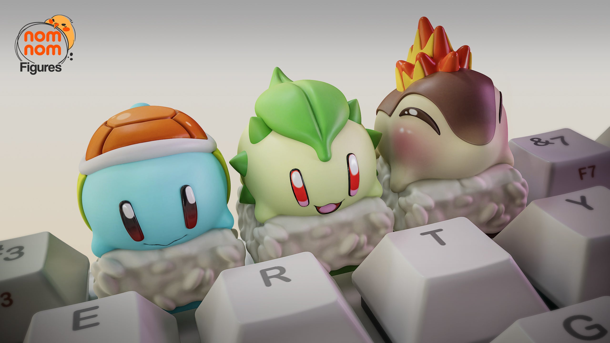 Kawaii Sushi Critter Trio | Keyboard Keycap Unpainted Resin Kit Model