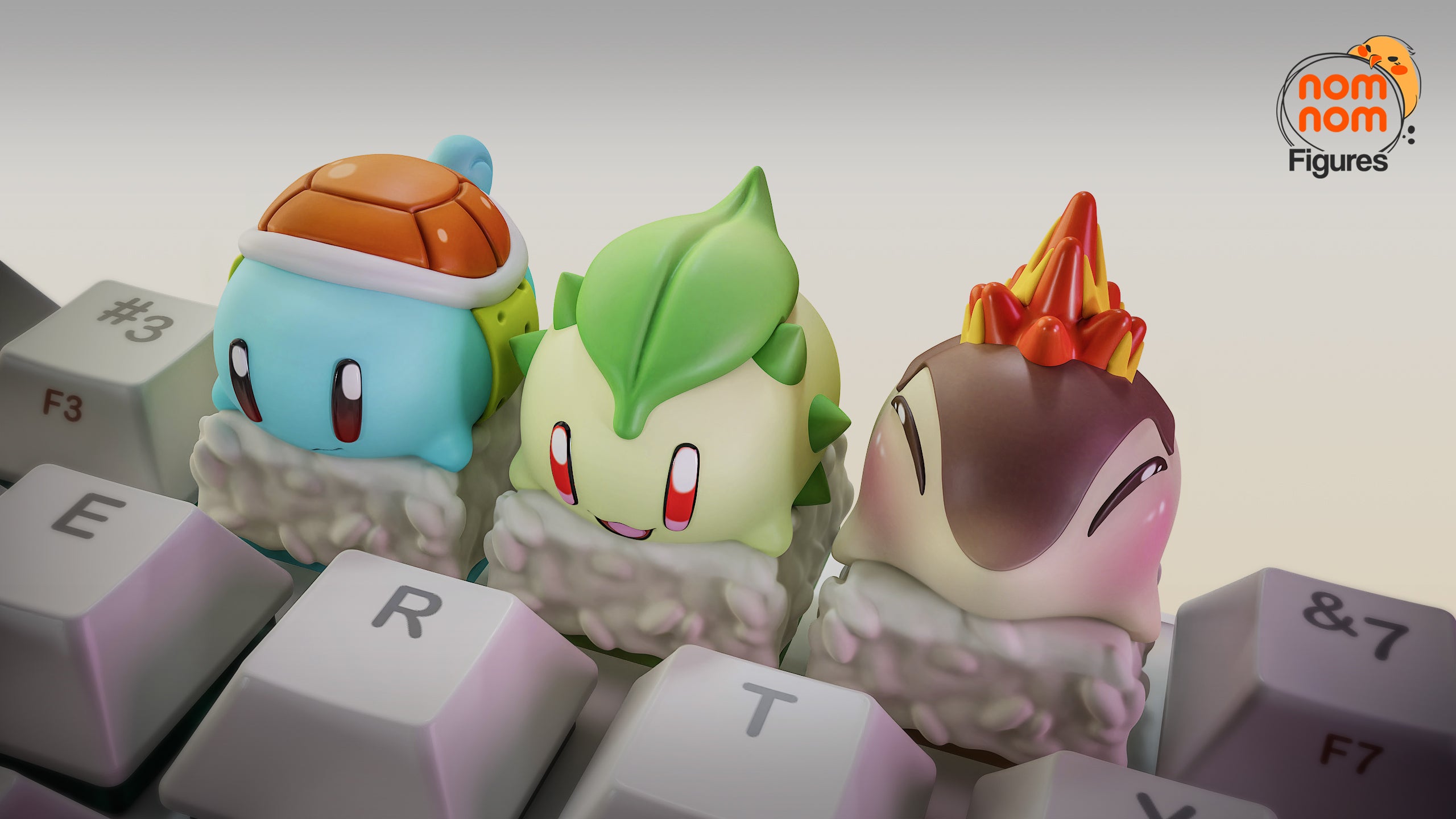 Kawaii Sushi Critter Trio | Keyboard Keycap Unpainted Resin Kit Model