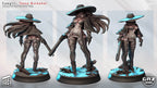 Battle Cowgirl Pinup | 32mm and 55mm Unpainted Resin Kit Model