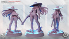 Battle Cowgirl Pinup | 32mm and 55mm Unpainted Resin Kit Model