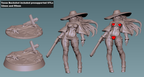 Battle Cowgirl Pinup | 32mm and 55mm Unpainted Resin Kit Model