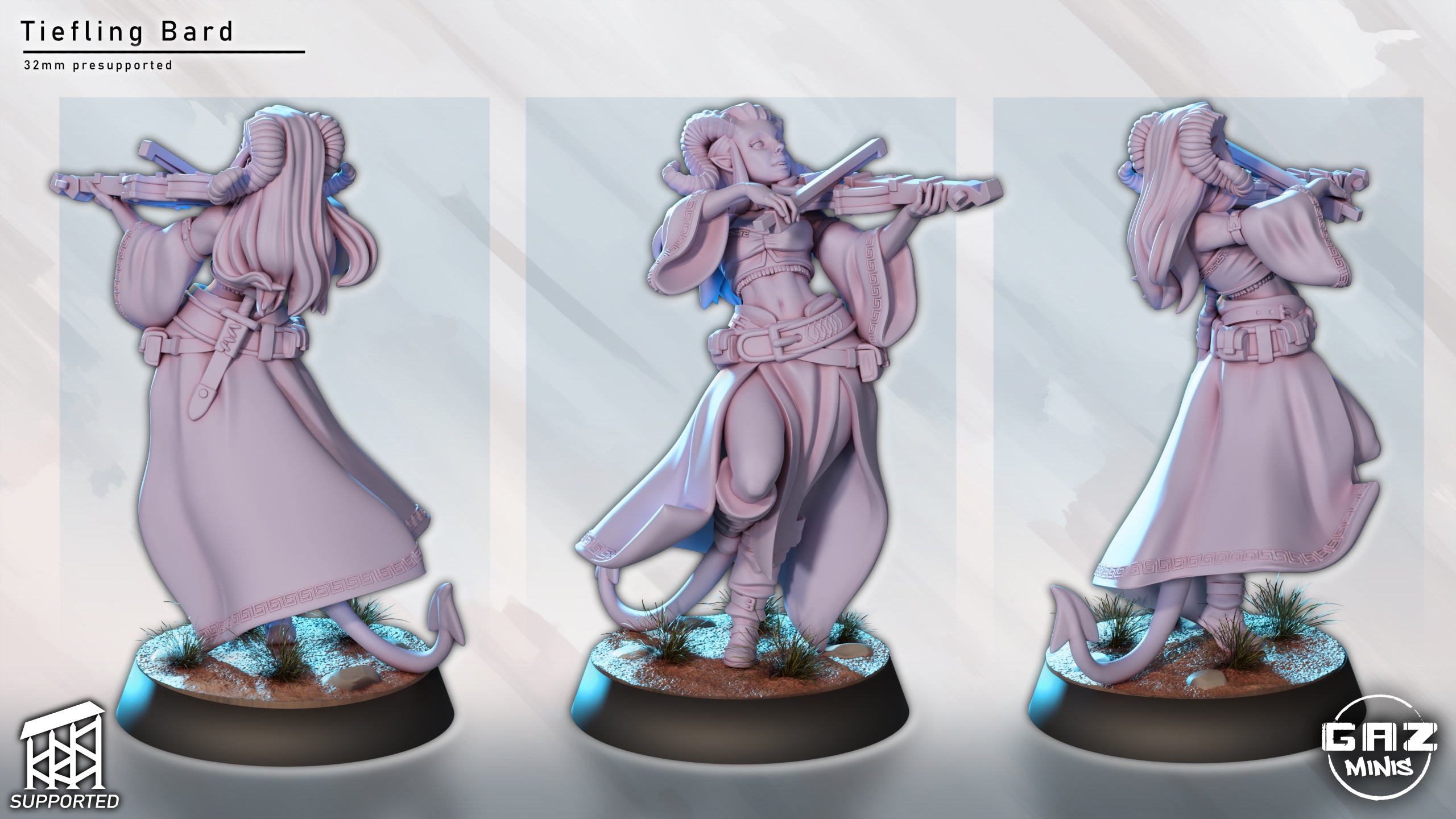 Horned Bard Pinup | 32mm Unpainted Resin Kit Model
